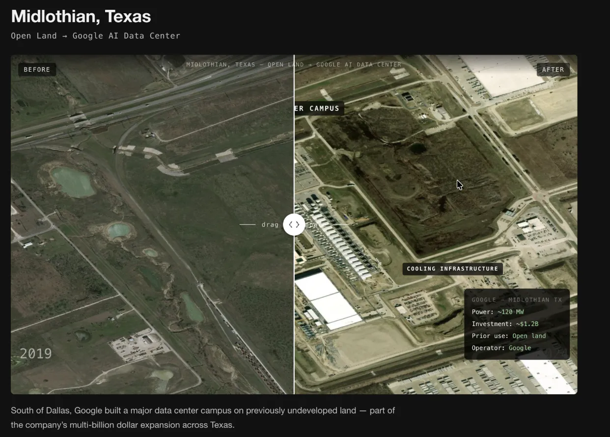 The Buildout: How AI data centers are reshaping America — Personal project